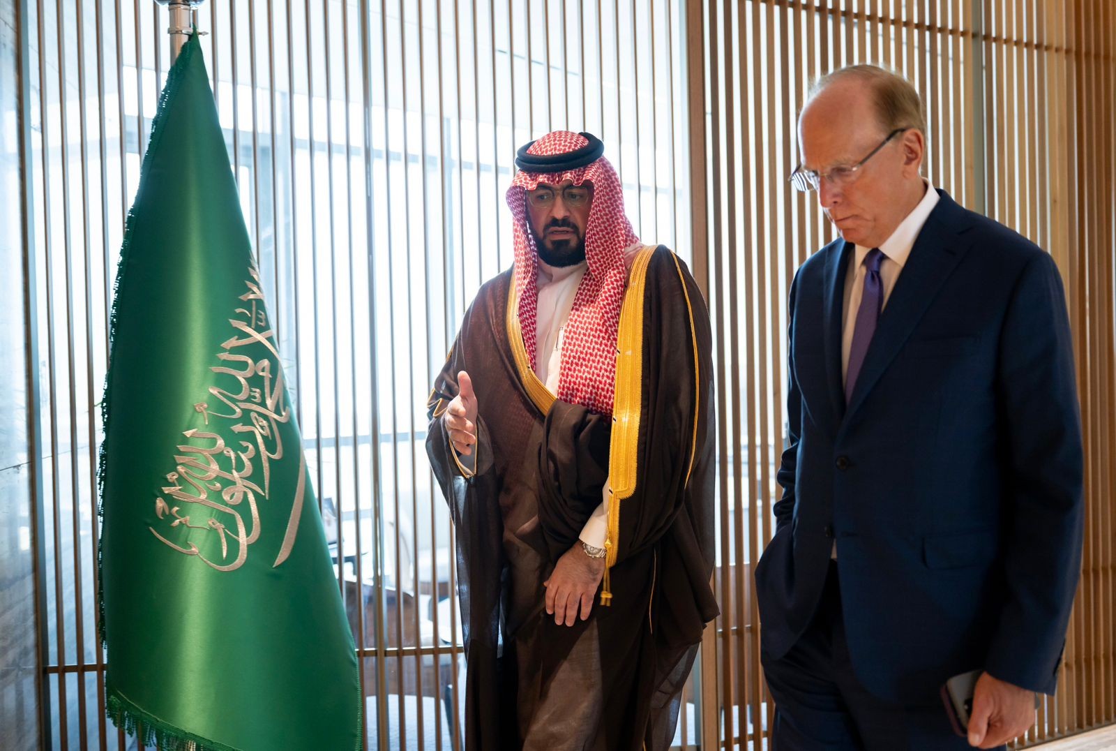 His Excellency Faisal F. Alibrahim, Minister of Economy and planning,  with  Larry Fink, Chairman and CEO of BlackRock